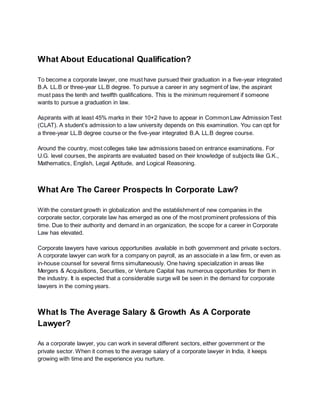 Where Can Corporate Lawyers Work?